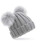 Infant/junior faux fur double pom pom beanie