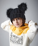 Infant/junior faux fur double pom pom beanie