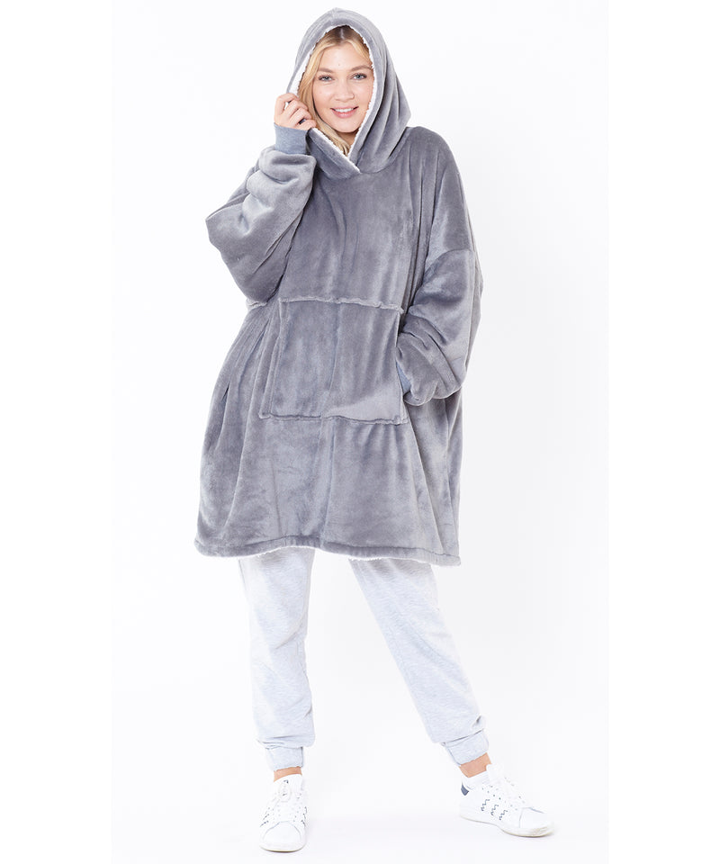 Oversized cosy reversible Sherpa hoodie